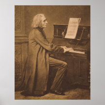 Franz Liszt  at the Piano Print