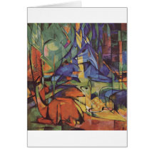 Franz Marc - Deer in Woods II 1913-14 Moon Fawn Greeting Cards