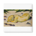 Franz Marc - Dog Lying in Snow 1910-11 Puppy White magnets