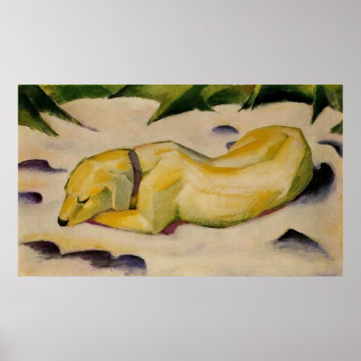 Franz Marc - Dog Lying in Snow 1910-11 Puppy White Posters
