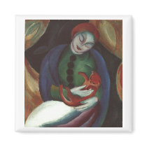 Franz Marc - Girl w/ Cat 1912 red kitty Female Kat