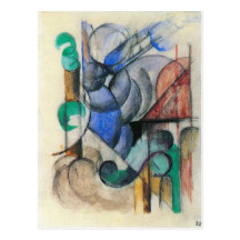 Franz Marc - House in abstract landscape Post Cards