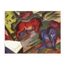 Franz Marc - Red & Blue Horse 1912 Paper Horses Post Card