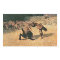 Franz von Stuck - Fighting Faune Rectangular Stickers