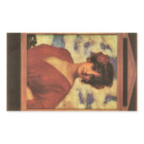 Franz von Stuck - Lady in Red Rectangular Stickers