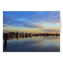 Fraser River, house boats at sunset Cards
