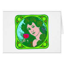 Frau Wein woman wine Karte