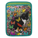 Freckles in Butterflies - Black White Kitty Cat iPad Sleeve