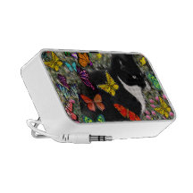 Freckles in Butterflies - Black & White Tux Cat Mini Speakers