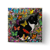 Freckles in Butterflies - Tuxedo Kitty Pin