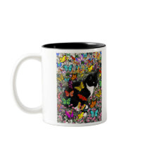 Freckles in Butterflies - Tuxedo Kitty Coffee Mug
