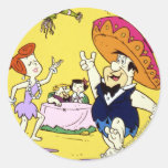 Fred Flintstone Wilma Barney and Betty Fiesta Round Stickers