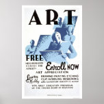 Free Art Classes 1936 WPA Posters