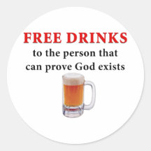 Free Drinks Round Stickers