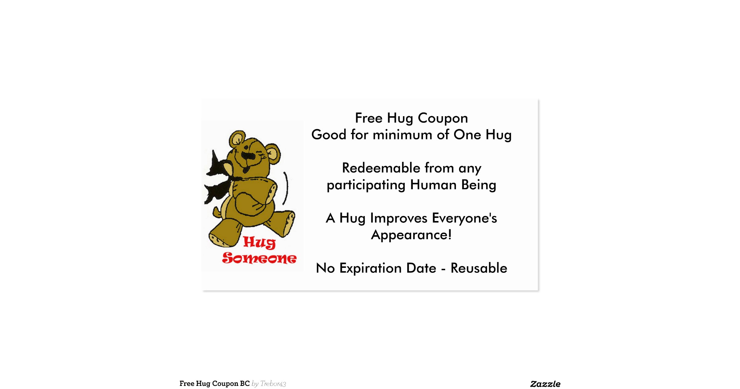 Free Hug Coupon BC Double Sided Standard Business Cards (Pack Of 100