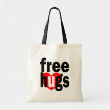 free hugs heart canvas bags