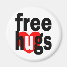 free hugs heart refrigerator magnet