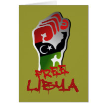 Free Libya Resistance Raised fist - Libya Freedom Greeting Cards