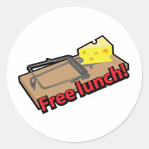 Free lunch mousetraps sticker.