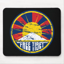 Free Tibet Round Grunge Mousepads