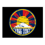 Free Tibet Round Grunge Post Cards