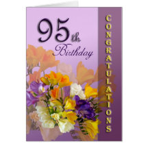 Freesias 95th Birthday CongratulationGreeting Card