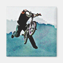 Freestyle BMX Bicycle Stunt Fridge Magnets