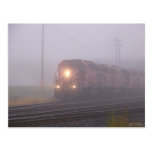 Freight Train Running in Morning Fog Post Cards