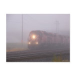 Freight Train Running in Morning Fog postcards