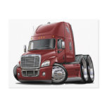 Freightliner Cascadia Maroon Truck postcards