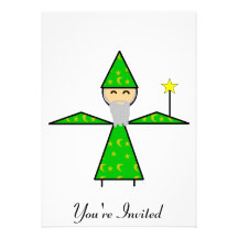 Freindly Green Stick Wizard Custom Invitations