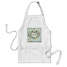 French Antique Style Rococo Design & Pink Roses Aprons