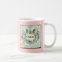 French Antique Style Rococo Design & Pink Roses Coffee Mug