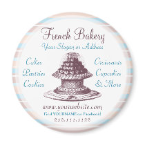 French Bakery Vintage Cakes Old-Fashioned Fridge Magnet
