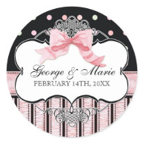 French Bow n Dots, Bridal Shower Sticker Seal