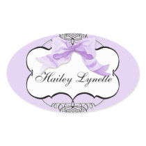 French Bow n Dots, Girl Baby Shower Sticker Seal
