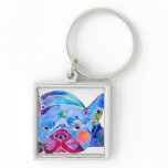 French Bull Dog in Blues keychains