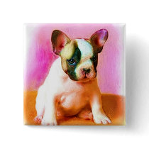 French Bulldog Art button