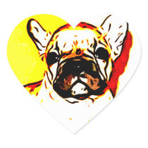 French Bulldog Art Heart Stickers