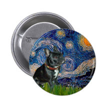 French Bulldog (black 11) - Starry Night Pinback Buttons