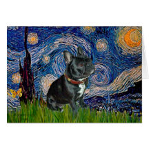 French Bulldog (black 11) - Starry Night Greeting Card