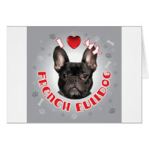 French Bulldog Black Greeting Cards