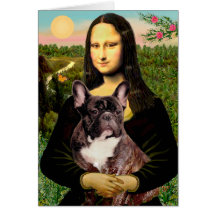 French Bulldog (br10) - Mona Lisa Greeting Card