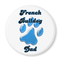 French Bulldog Dad Blue Pawprint - Magnet