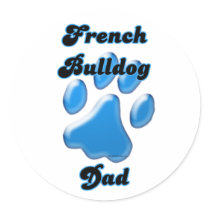 French Bulldog Dad Blue Pawprint - Sticker