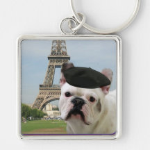 French Bulldog in Paris keychain