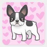 French Bulldog Love Square Stickers