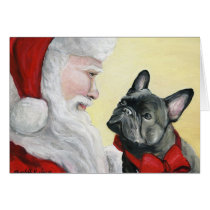 "French Bulldog on Santa's Lap" Christmas Card