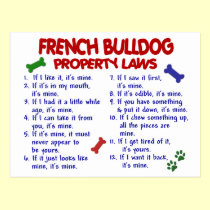 FRENCH BULLDOG Property Laws 2 postcards