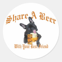 French Bulldog Shares A Beer Stickers